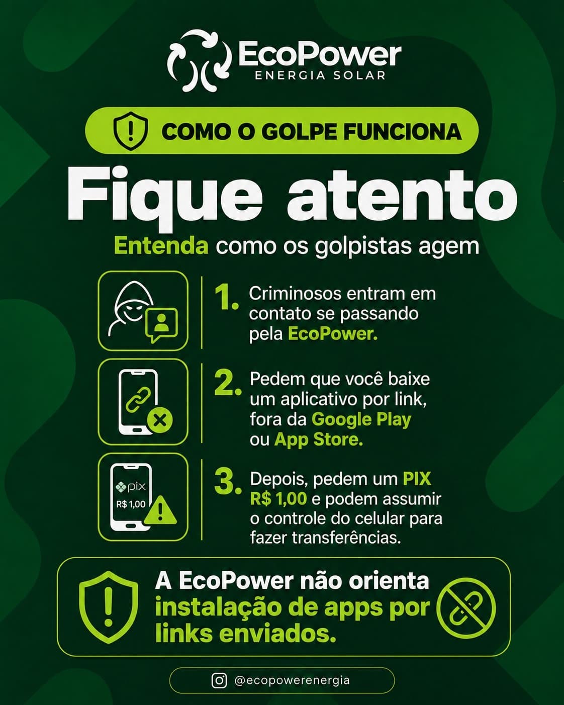 Aviso Importante EcoPower - Como o golpe funciona